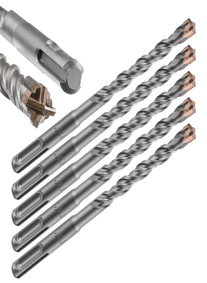 Wensilon Concrete Drill Bit 5pcs 3/8" X 6"-4" Cross-Type Double Thread Carbide Material Suitable for Concrete, Brick, Cement Walls, Stone, Hammer Drill Bits for Concrete - Image 1