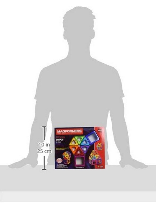 Magformers Basic Set (30 Pieces) Magnetic Building Blocks, Educational Tiles, Stem Toy - 63076 , Rainbow  - Image 2