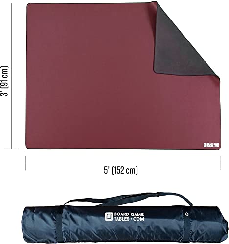 BOARD GAME TABLES.COM Board Game Playmat 3X5Thick Super CushionedStitched EdgeWater Resistant with Carrying Case for Tabletop Board Games Card Games RPG Games Medium Burgundy - Image 5