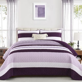 Dinjoy Purple Boho Quilt Set Queen Striped Bedspreads Queen Size Lightweight Farmhouse Quilts 3 Pieces Patchwork Bedding Sets Coverlet Bed Set with 2 Pillowcases for Spring Summer - pzsku/Z50CBCA1100A38E171FC6Z/45/1749668665/2273bce0-05d3-43e2-9edb-40917f54646d
