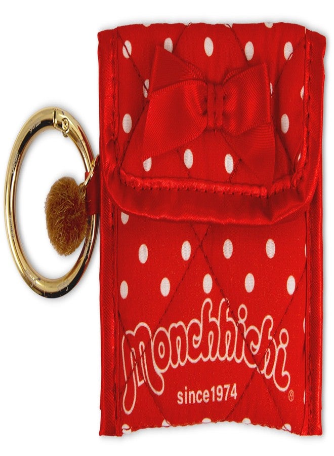 Sonix Quilted Earbud Pouch | Premium Cotton Bag Charm for AirPods, Keychain Storage Case Cover with Carabiner Ring | Red Monchhichi - Image 1