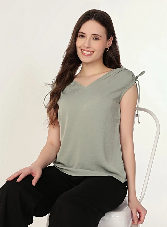 Mish  Green Tie-Up Details Sleeveless Top for Women | Best Price UAE