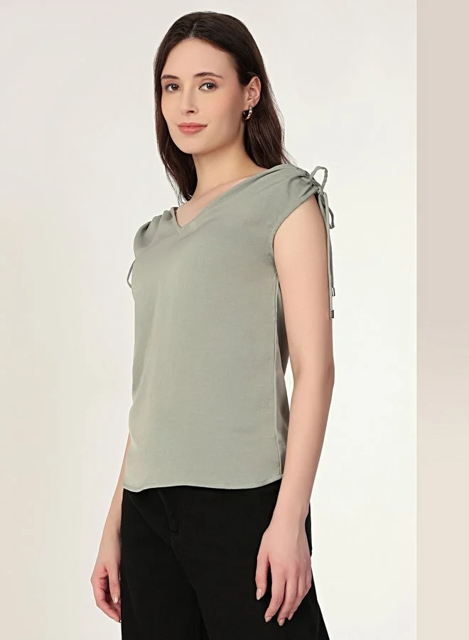 Mish  Green Tie-Up Details Sleeveless Top for Women | Best Price UAE