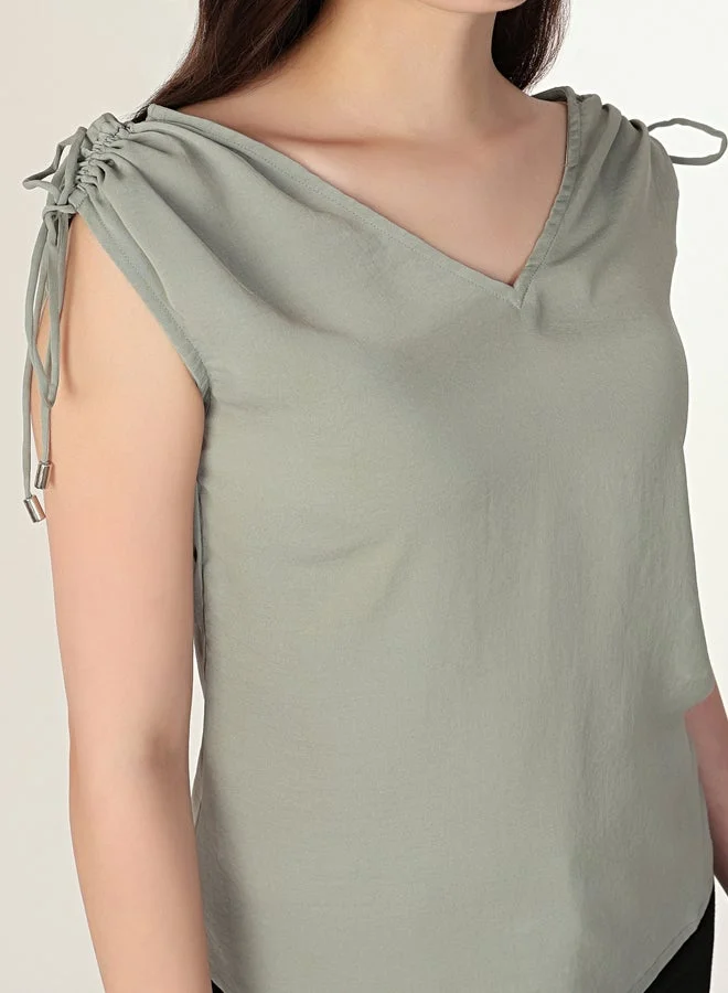 Mish Green Tie-Up Details Sleeveless Top