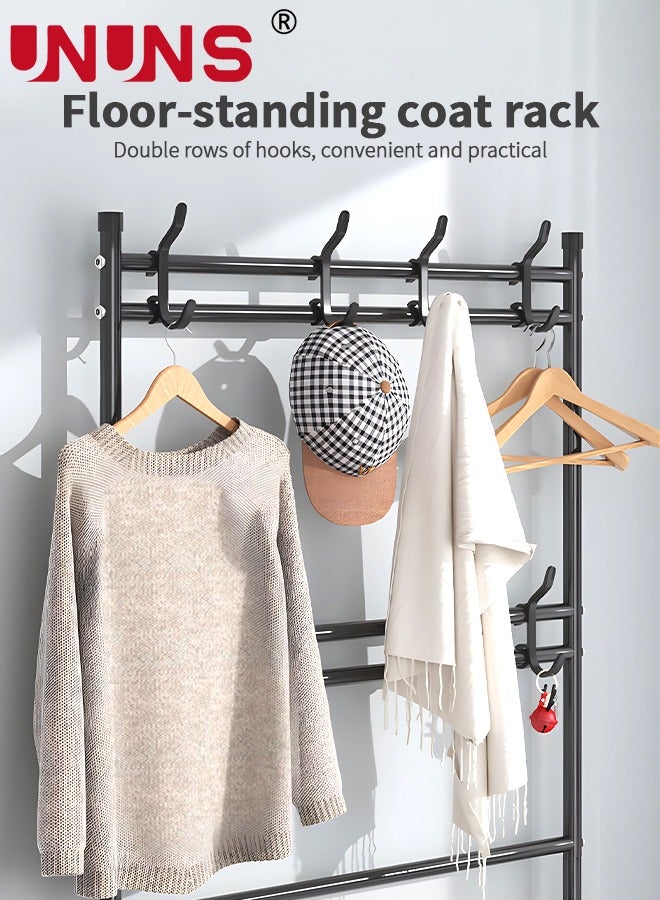 UNUNS 5-Tier Shoe Rack With Coat Rack,8 Hooks Hall Tree Lightweight Metal Shoe Rack Organizer,Multifunctional Coat Rack Shoe Shelf for Apartment Bedroom College Dorm And Entryway - Image 2