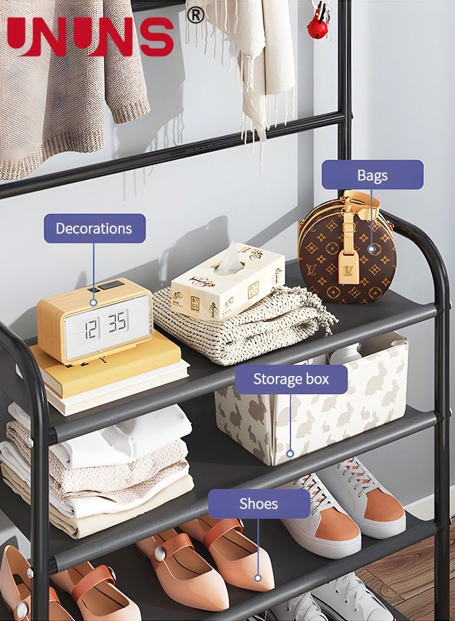 UNUNS 5-Tier Shoe Rack With Coat Rack,8 Hooks Hall Tree Lightweight Metal Shoe Rack Organizer,Multifunctional Coat Rack Shoe Shelf for Apartment Bedroom College Dorm And Entryway - Image 4