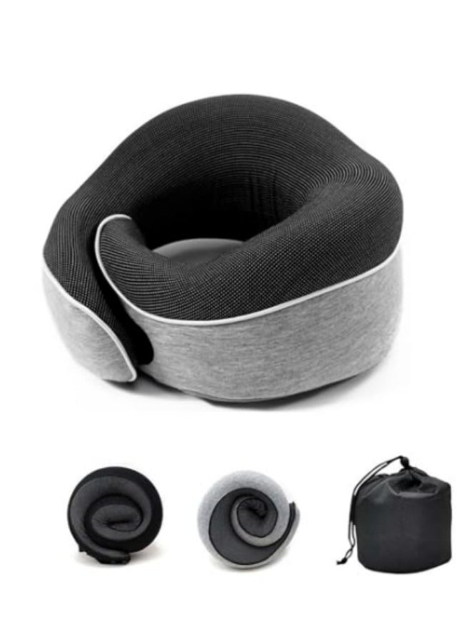 GGEROU Travel Pillow, Memory Foam Neck Pillow, U Shape Plus Travel Pillow Ergonomic Design Full Neck Surround Pillow Grey - Image 1