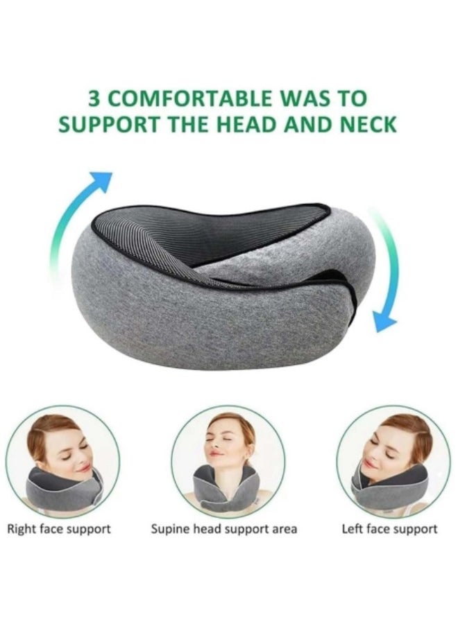 GGEROU Travel Pillow, Memory Foam Neck Pillow, U Shape Plus Travel Pillow Ergonomic Design Full Neck Surround Pillow Grey - Image 2
