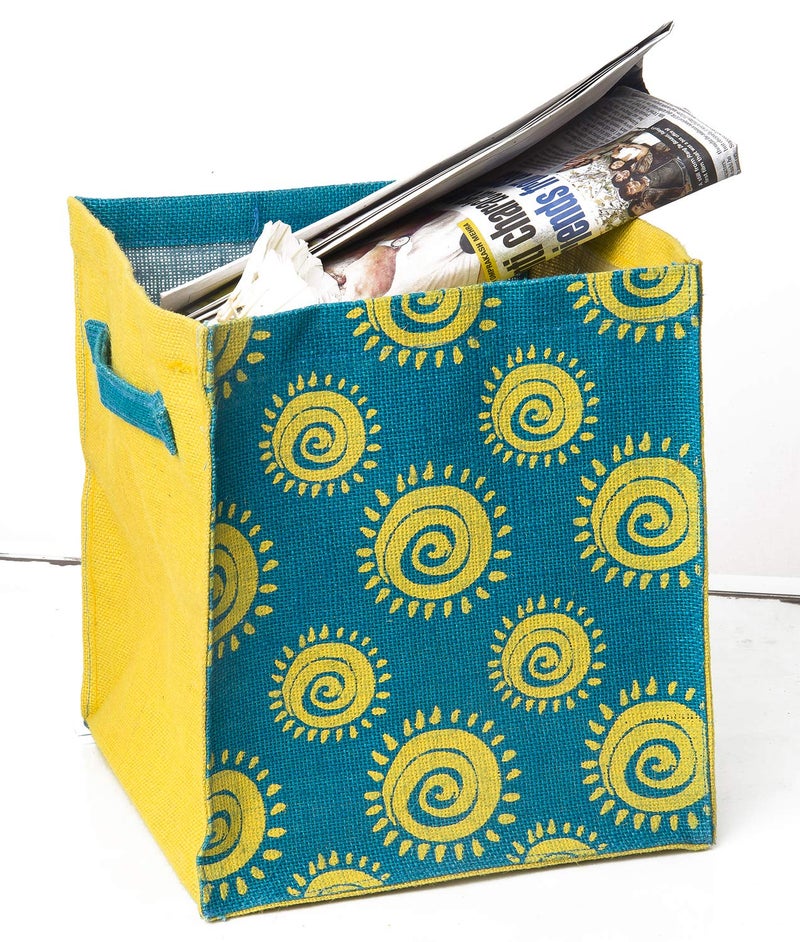 HB Storage Basket Laundry Basket Wardrobe Storage Home Storage Clothes Storage Bag Space Saver Bag Open Storage Bins Under Bed Storage Storage Drawer Jute Basket Blue Spiral - Image 1