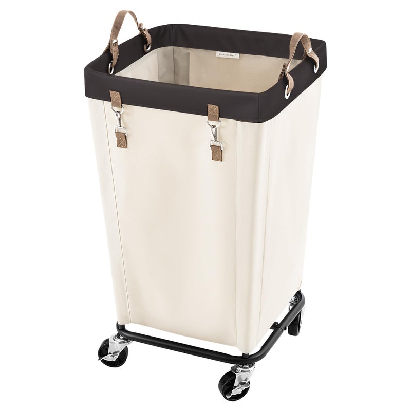 StorageWorks 110L Laundry Basket with Wheels, Large Rolling Hampers for Clothing Organizer, Dirty Clothes Basket for Hotel, Home, Closet, Dorm, Beige - Image 1