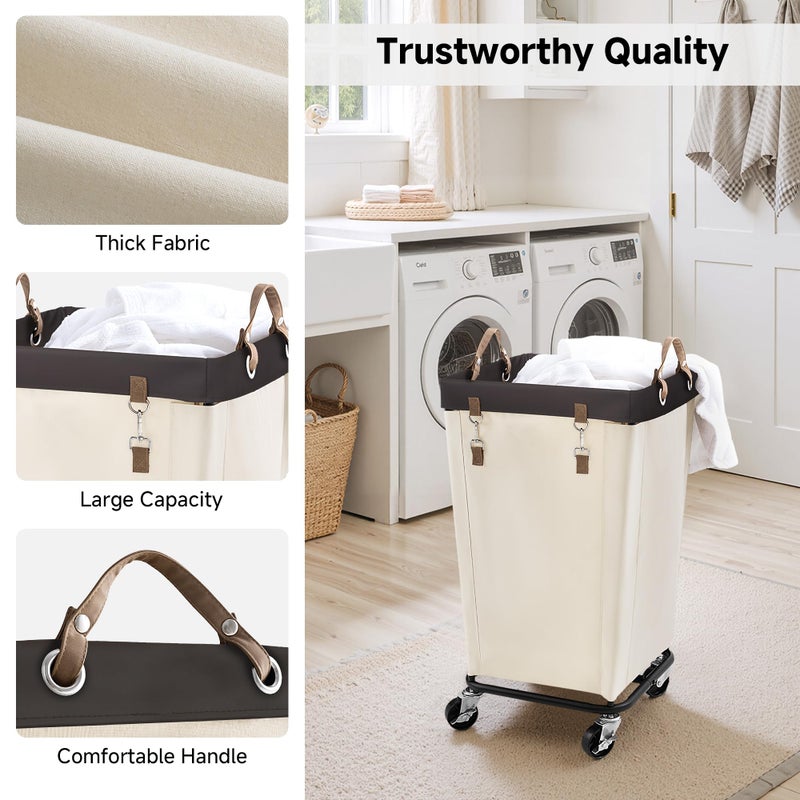 StorageWorks 110L Laundry Basket with Wheels, Large Rolling Hampers for Clothing Organizer, Dirty Clothes Basket for Hotel, Home, Closet, Dorm, Beige - Image 5