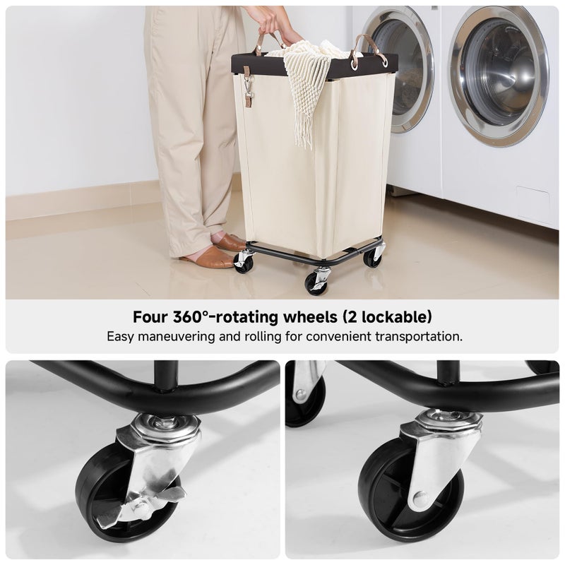 StorageWorks 110L Laundry Basket with Wheels, Large Rolling Hampers for Clothing Organizer, Dirty Clothes Basket for Hotel, Home, Closet, Dorm, Beige - Image 4