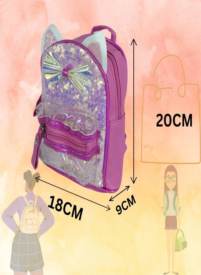 LYF5STAR Red Rose Glitter Cat Ears Backpack - Cute Kids Backpack with Bow - Image 2