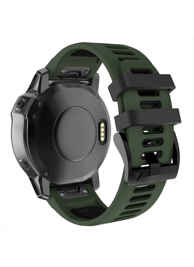 OVERSTEP Compatible with Garmin Fenix 6 Watch Band, 22mm Quick-Fit Replacement Strap for Fenix 6 Pro/Fenix 5, 5 Plus/Fenix 7/Forerunner 935, 945/Approach S60/Quatix 5 Smartwatch(Army Green-Black)  - Image 1