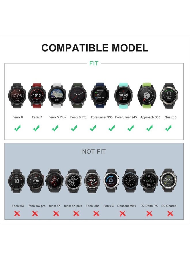 OVERSTEP Compatible with Garmin Fenix 6 Watch Band, 22mm Quick-Fit Replacement Strap for Fenix 6 Pro/Fenix 5, 5 Plus/Fenix 7/Forerunner 935, 945/Approach S60/Quatix 5 Smartwatch(Army Green-Black)  - Image 3