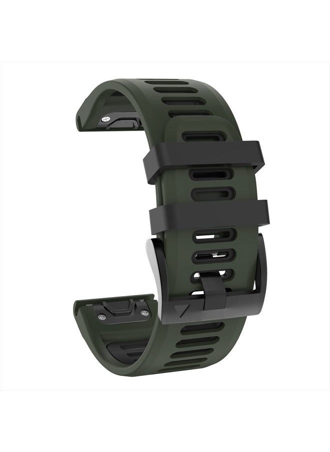 OVERSTEP Compatible with Garmin Fenix 6 Watch Band, 22mm Quick-Fit Replacement Strap for Fenix 6 Pro/Fenix 5, 5 Plus/Fenix 7/Forerunner 935, 945/Approach S60/Quatix 5 Smartwatch(Army Green-Black)  - Image 2