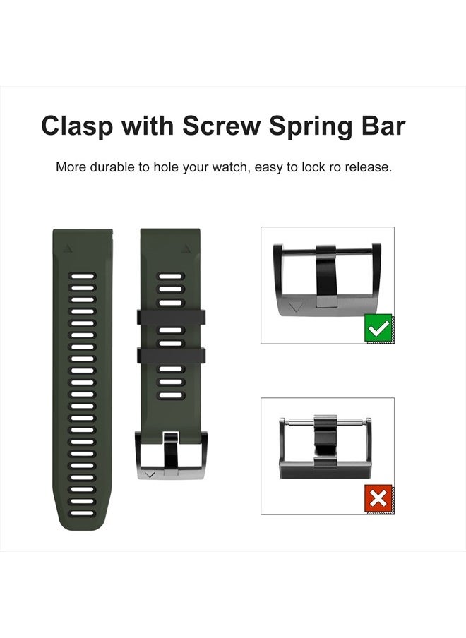 OVERSTEP Compatible with Garmin Fenix 6 Watch Band, 22mm Quick-Fit Replacement Strap for Fenix 6 Pro/Fenix 5, 5 Plus/Fenix 7/Forerunner 935, 945/Approach S60/Quatix 5 Smartwatch(Army Green-Black)  - Image 5
