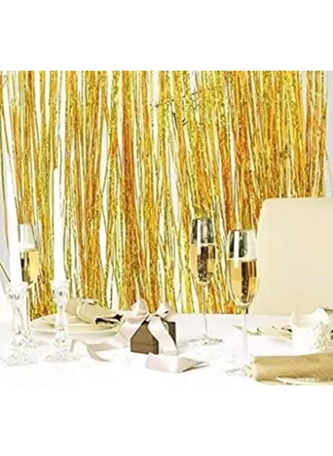 Amscan - Perfect Party Supplies Gold Foil Fringe Curtains Streamers For Decorations cmfeet - Image 1