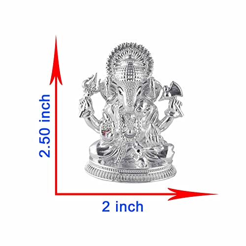PRD CARATCAFE Silver 999 Dagdusheth Ganesh Statue, 25+ GMS Silver God Murti for Home Pooja - Image 3
