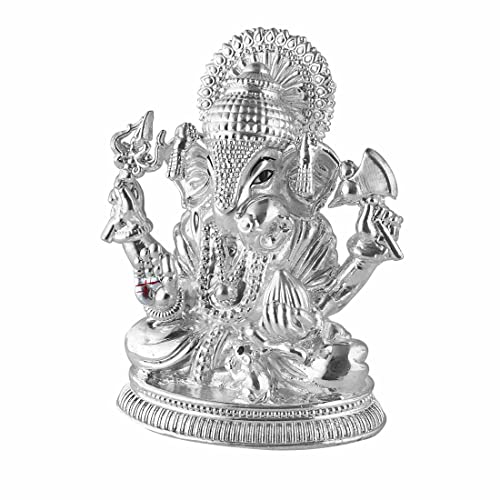 PRD CARATCAFE Silver 999 Dagdusheth Ganesh Statue, 25+ GMS Silver God Murti for Home Pooja - Image 4
