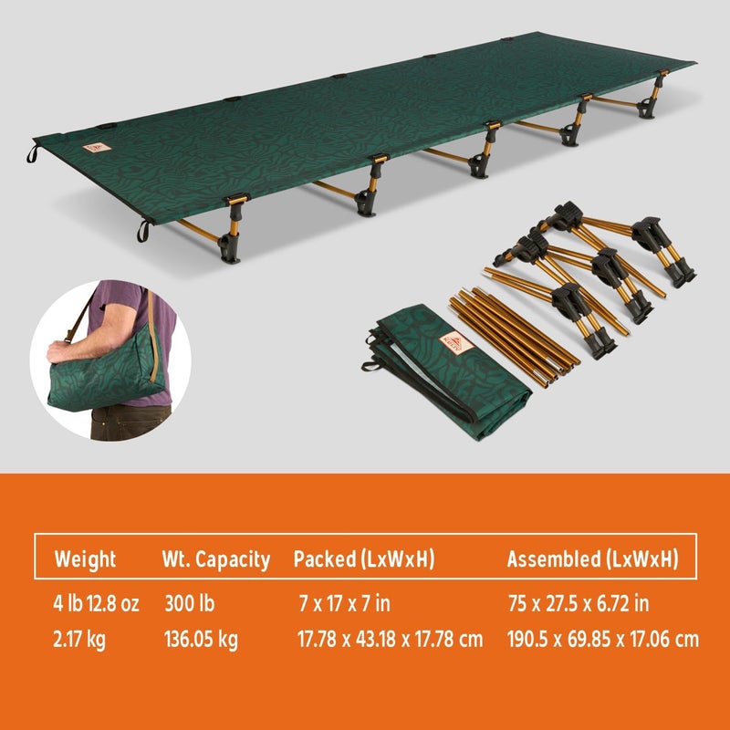 Kelty Lowdown Camping Cot Tent and Car Camping Bed Aluminum Frame Lightweight Carry Size Fern Green - Image 3
