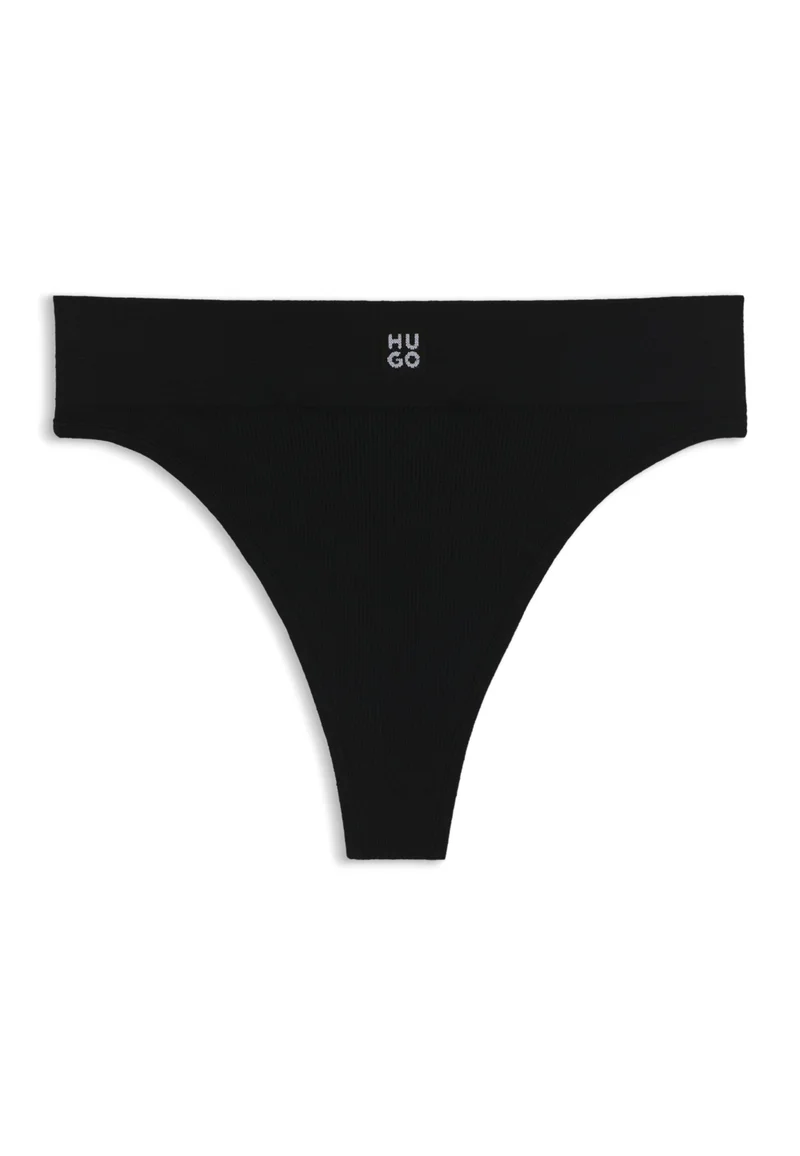 HUGO Seamless modal-blend thong in ribbed jacquard