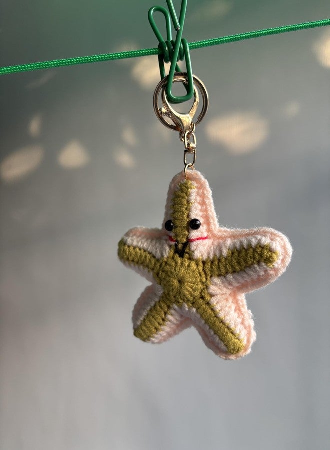 FStyler Handmade Crochet Starfish Keychain Cute Amigurumi Sea Star Key Ring for Women Girls Kids | Knitted Ocean Animal Keychain Bag Charm for Handbag Backpack Car Keys | Soft Yarn Key Holder Gift - Image 4