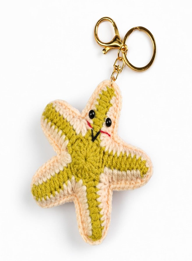 FStyler Handmade Crochet Starfish Keychain Cute Amigurumi Sea Star Key Ring for Women Girls Kids | Knitted Ocean Animal Keychain Bag Charm for Handbag Backpack Car Keys | Soft Yarn Key Holder Gift - Image 2
