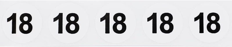 InStockLabels.com White with Black Number 18 Circle Dot Stickers, 3/4 Inch Round, 500 Labels on a Roll - Image 2