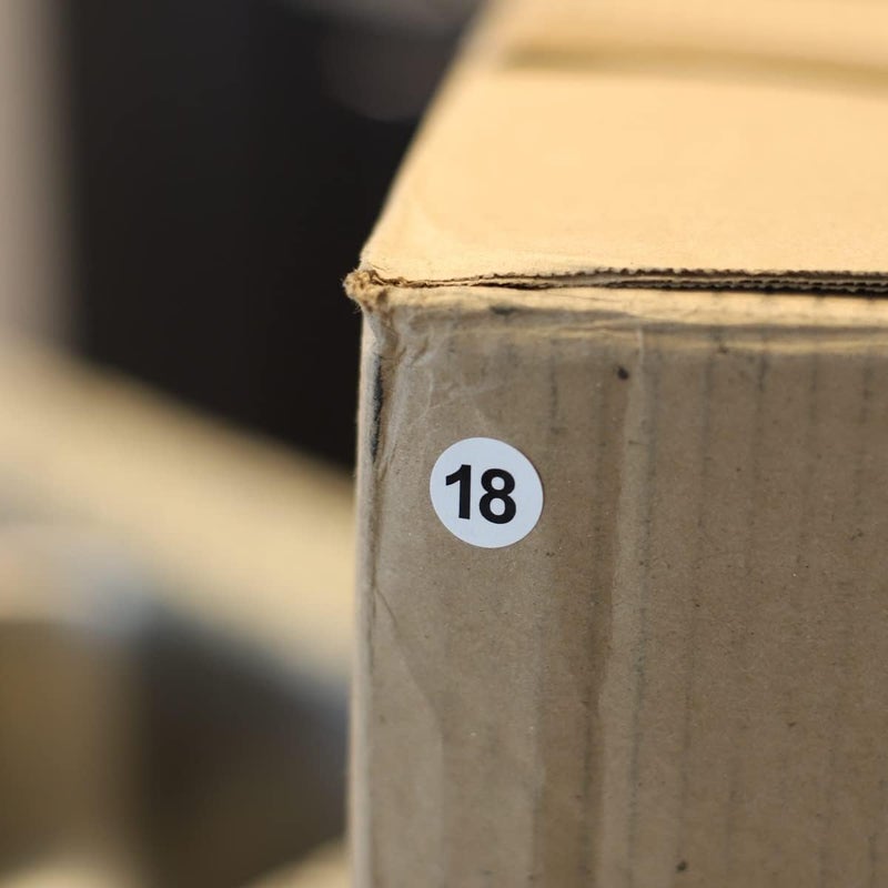InStockLabels.com White with Black Number 18 Circle Dot Stickers, 3/4 Inch Round, 500 Labels on a Roll - Image 3
