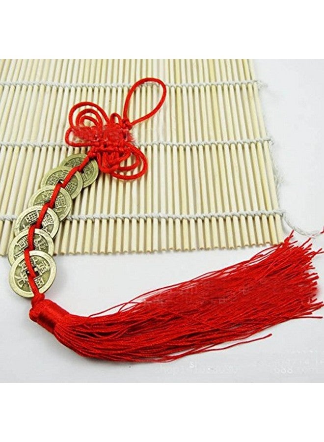 Topxome Retro 6 Coins Red Chinese Knot Copper Feng Shui Wealth Success Lucky Charm Home Car Hanger Decors (Pack of 10) - Image 5