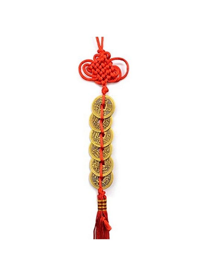 Topxome Retro 6 Coins Red Chinese Knot Copper Feng Shui Wealth Success Lucky Charm Home Car Hanger Decors (Pack of 10) - Image 4