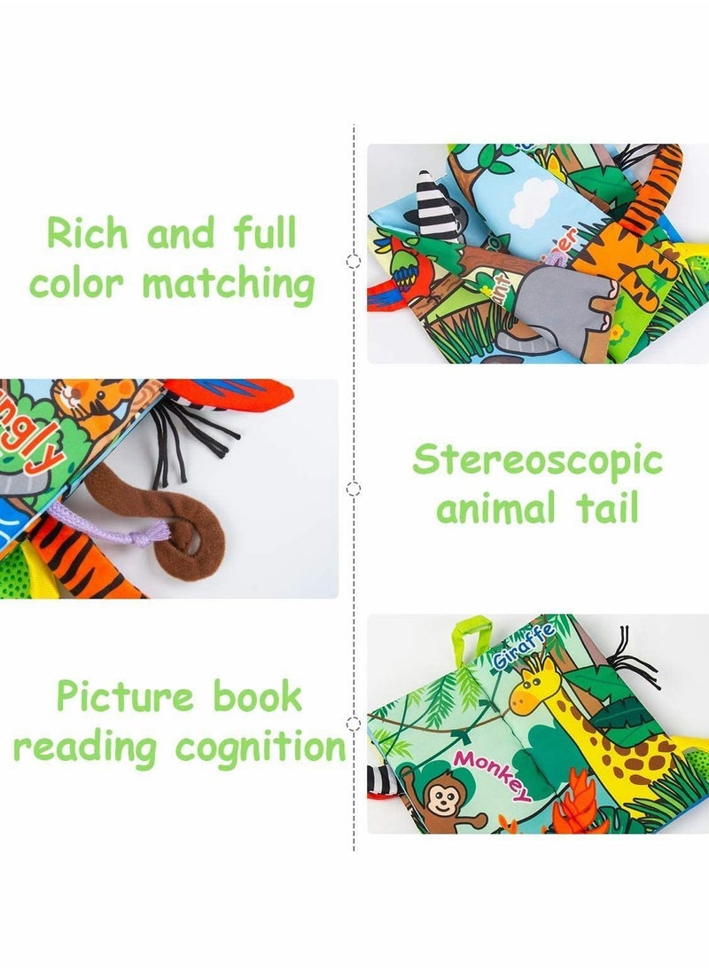 Y&D Baby Soft Books, Bath Cloth Book, First Year 3D Animals Tails Crinkle Sensory Touch and Feel Book Fabric Activity  - Image 5