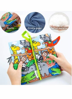 Y&D Baby Soft Books, Bath Cloth Book, First Year 3D Animals Tails Crinkle Sensory Touch and Feel Book Fabric Activity  - Image 4