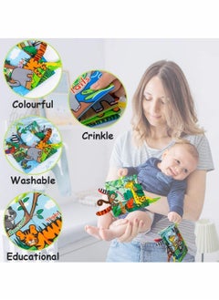 Y&D Baby Soft Books, Bath Cloth Book, First Year 3D Animals Tails Crinkle Sensory Touch and Feel Book Fabric Activity  - Image 3