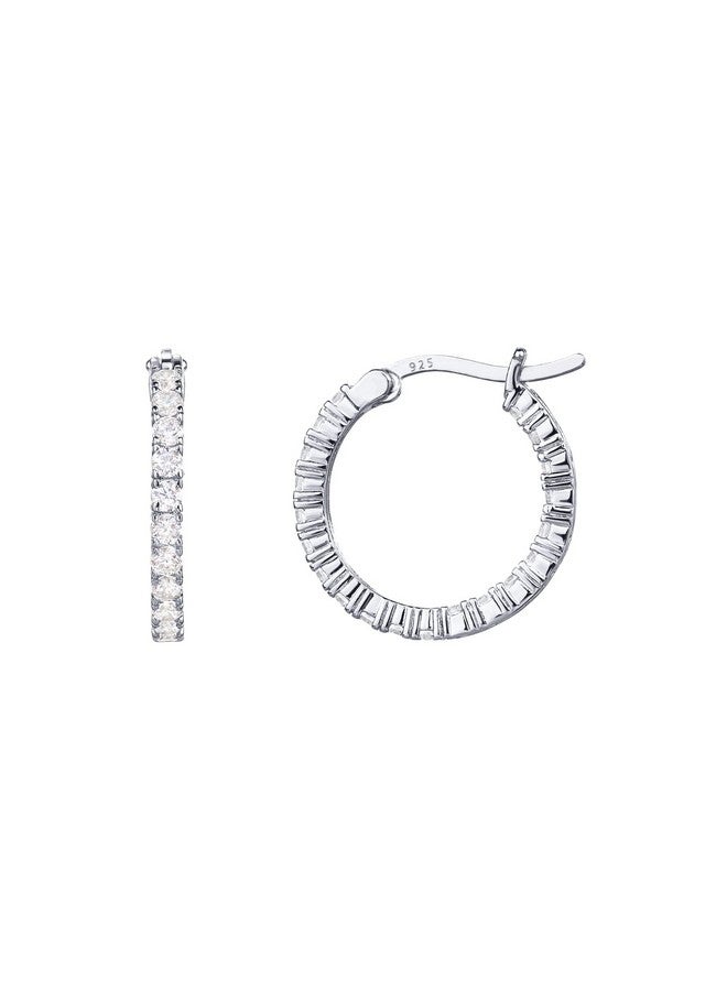 PAVOI 18K Gold Plated 925 Sterling Silver Post Cubic Zirconia Hoop Earrings (20.00, White Vermeil)  - Image 1