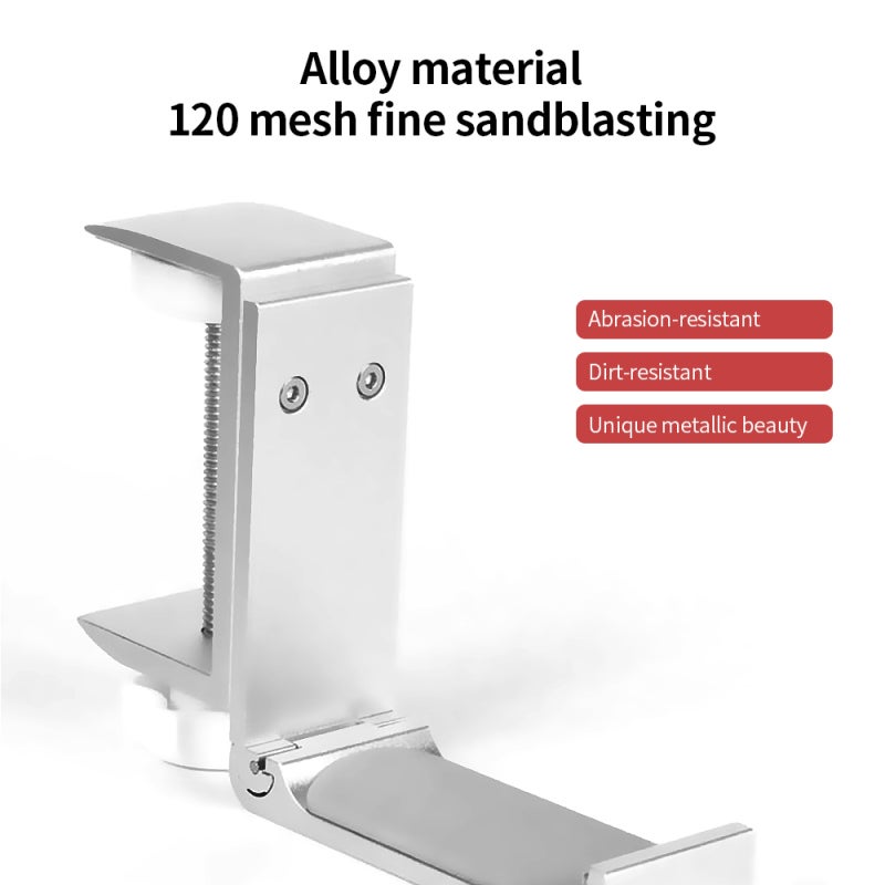Universal Headphone Holder: Aluminium Alloy Bracket - Foldable Design Soft Silicone Gasket for Desk Wall Organization & Travel Use - Image 3