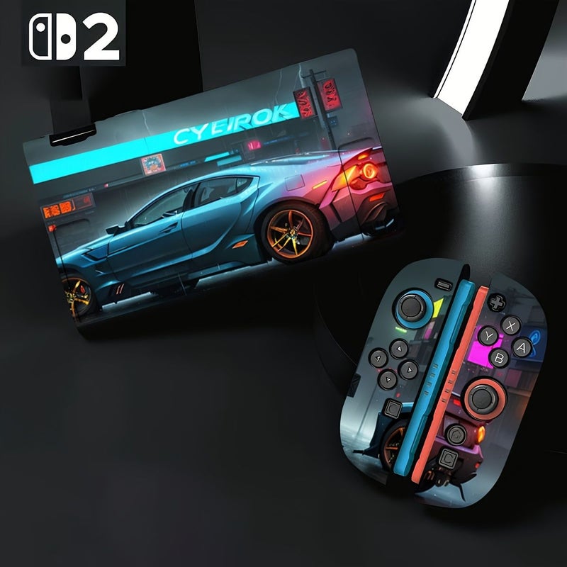 حافظة TPU مقاومة للصدمات لنينتندو سويتش OLED بتصميم سيارة أزرق - Image 1