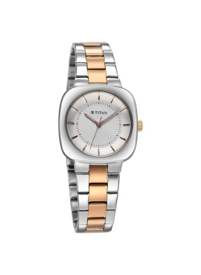 TITAN Horizon Quartz Analog Silver Dial Two Toned Silver & Rose Gold Stainless Steel Strap Watch for Women - 95296KM01