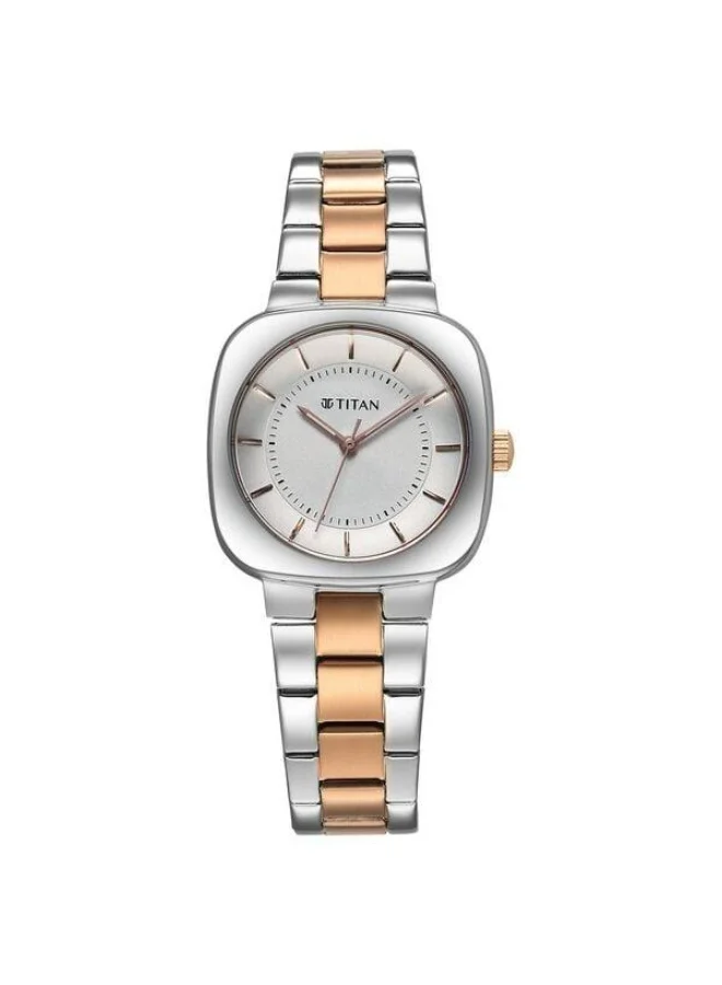 TITAN Horizon Quartz Analog Silver Dial Two Toned Silver & Rose Gold Stainless Steel Strap Watch for Women - 95296KM01