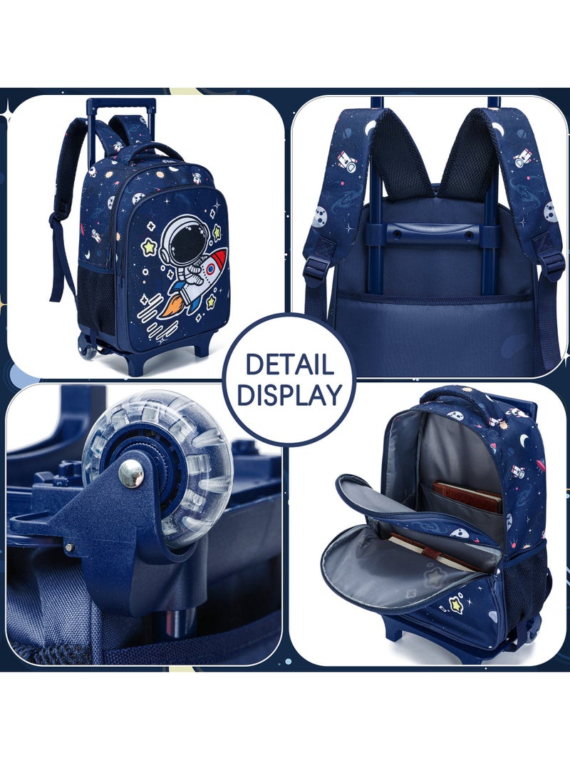 YY-Recheer 3Pcs Kids Trolley Schoolbag with Lunch Bag and Pencil Case, Boys Game Astronaut Pattern Backpack for Students - Image 4