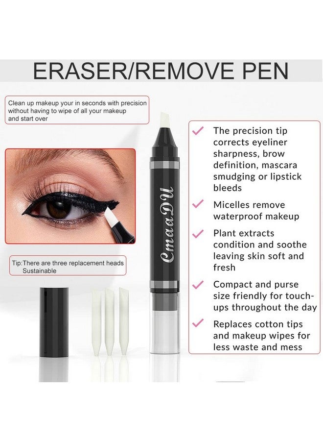 MIESCHER Eye Makeup Remover Pen, Eye Makeup Corrector Pen Makeup Remover Eraser Stick Wash Free Quick Makeup Correction Lipstick Eyeliner Smudged Correction Easy-to Use & Travel-Friendly Makeup Removing Gel Pen With 3-in-1 Replacement Heads - Image 5