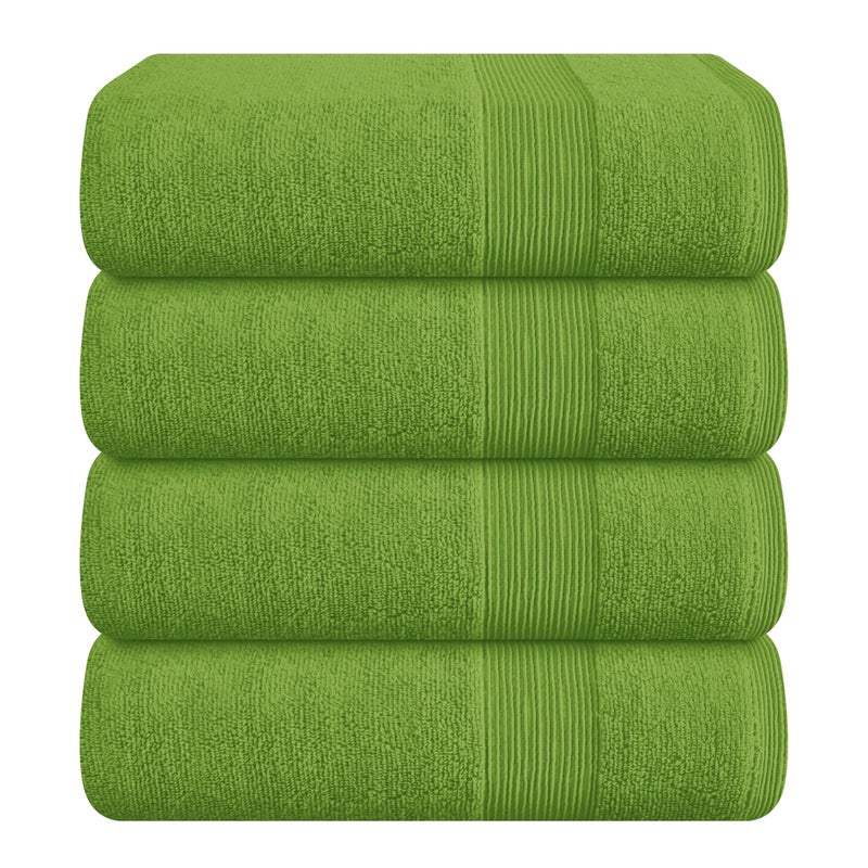 Belizzi Home 4 Pack Bath Towel Set 27x54 100 Ring Spun Cotton Ultra Soft Highly Absorbent Machine Washable Hotel Spa Quality Bath Towels for Bathroom 4 Bath Towels Green