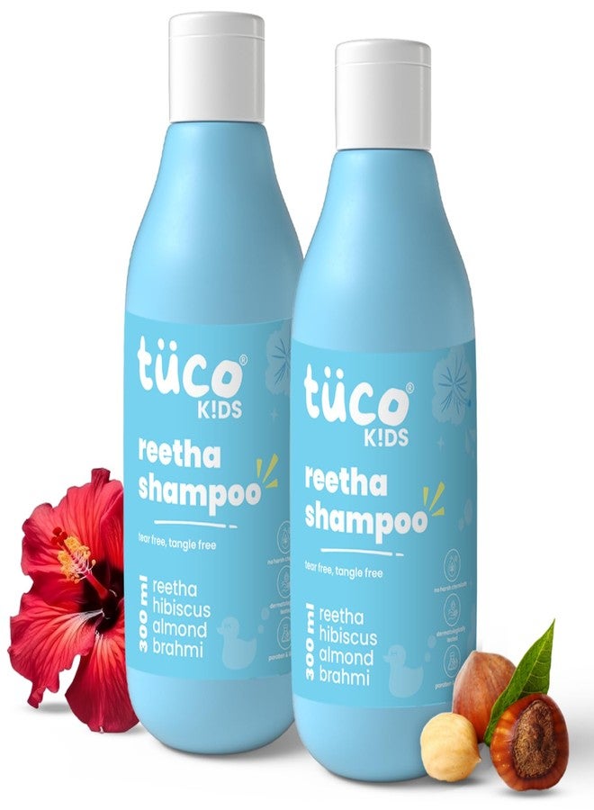 Tuco® Kids Mild Shampoo With Soapnut, Almond, Henna, Pomegranate | Ages 2-5, 4-10, 10-15, 5-10 Years | Paraben, SLS & Sulphate Free | pH 5.5, Vegan & Tear Free | 300 ml (Pack of 2) | - Image 1