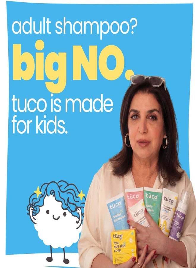 Tuco® Kids Mild Shampoo With Soapnut, Almond, Henna, Pomegranate | Ages 2-5, 4-10, 10-15, 5-10 Years | Paraben, SLS & Sulphate Free | pH 5.5, Vegan & Tear Free | 300 ml (Pack of 2) | - Image 4