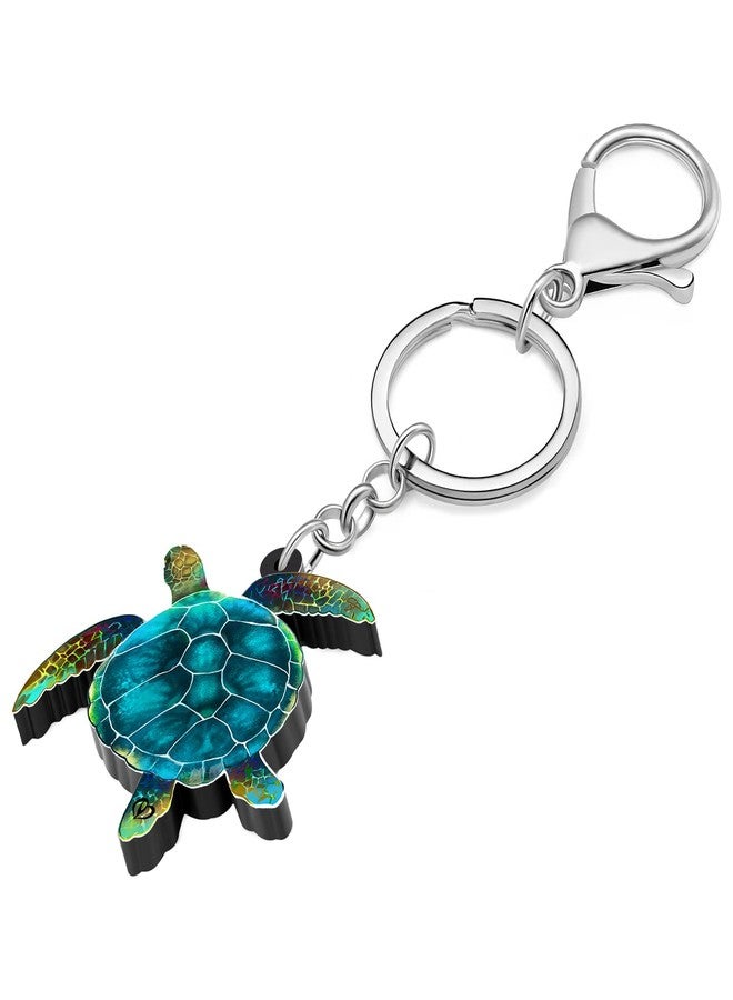 DALANE Acrylic Ocean Animals Keychains Shark Crab Whale Turtle Car Key Ring Gifts for Women Girls Kids Purse Charms Decor (Green) - Image 3