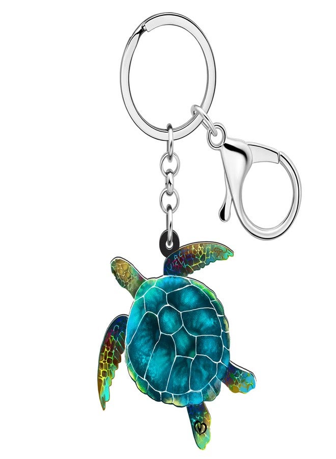 DALANE Acrylic Ocean Animals Keychains Shark Crab Whale Turtle Car Key Ring Gifts for Women Girls Kids Purse Charms Decor (Green) - Image 1