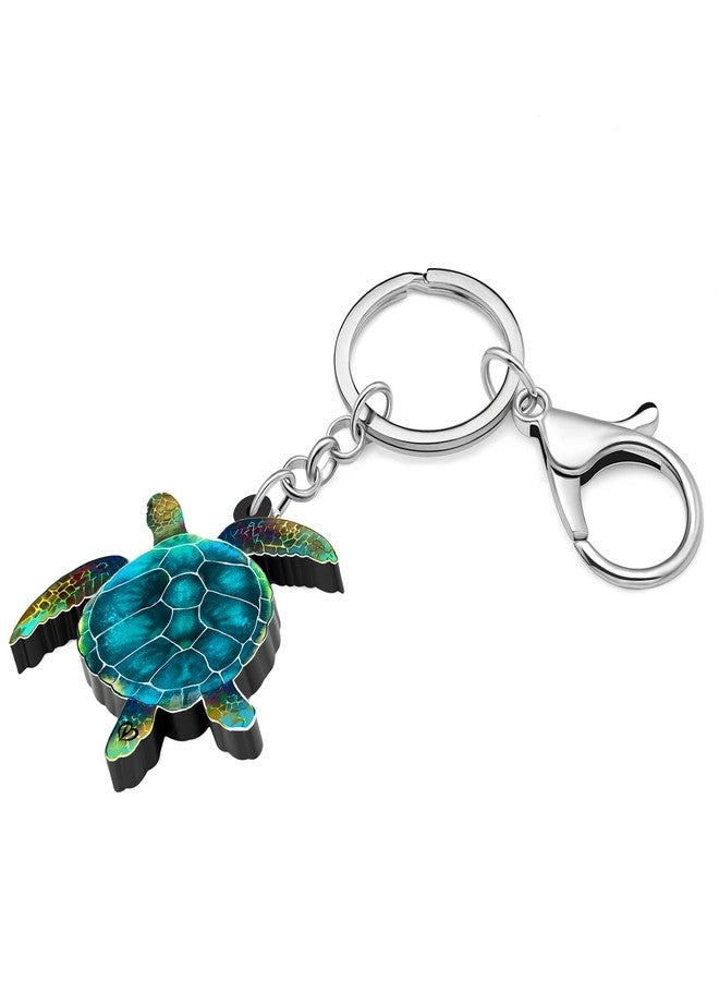 DALANE Acrylic Ocean Animals Keychains Shark Crab Whale Turtle Car Key Ring Gifts for Women Girls Kids Purse Charms Decor (Green) - Image 2