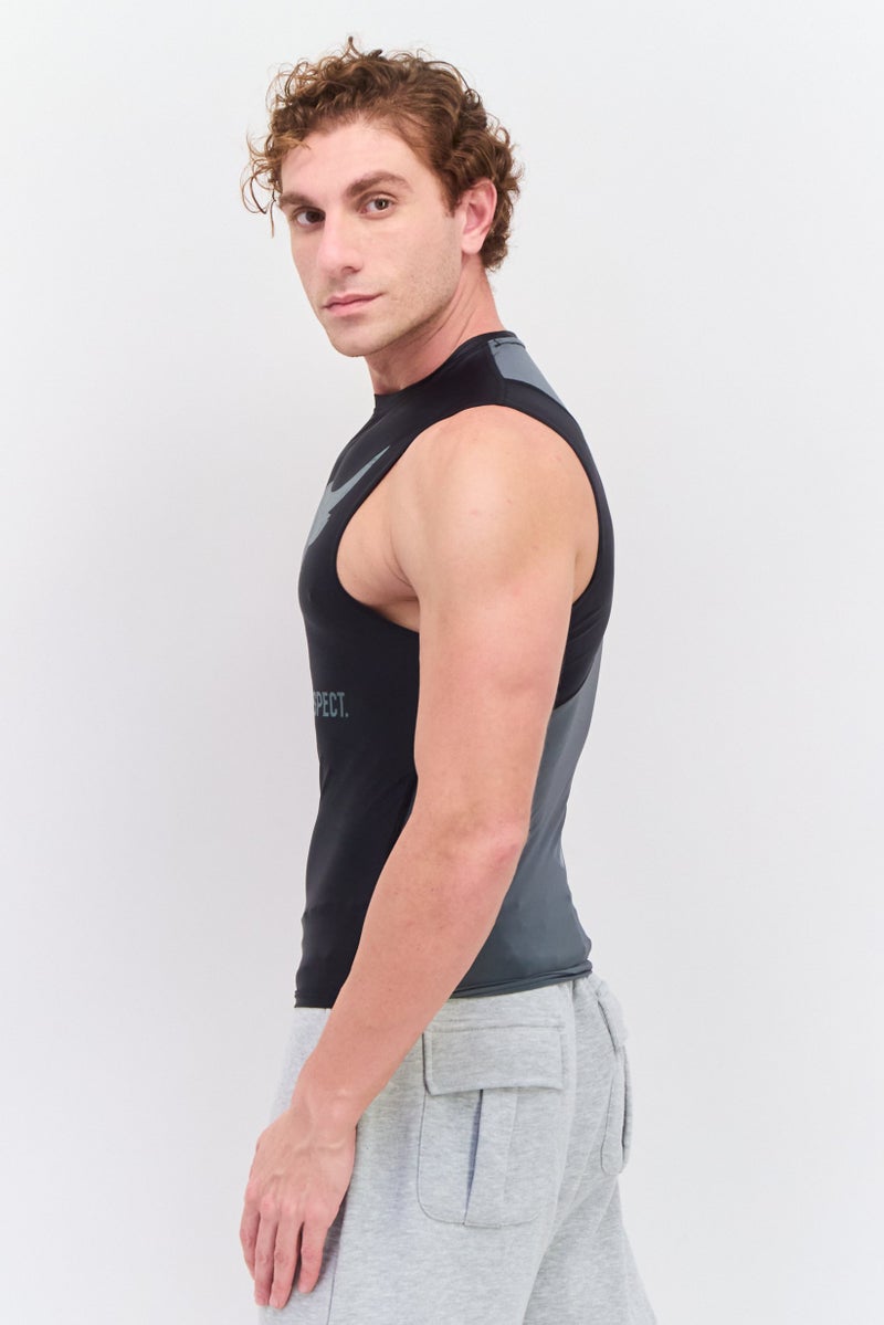 UNDER ARMOUR تي شيرت رياضي بلا أكمام للرجال، أسود - Image 2