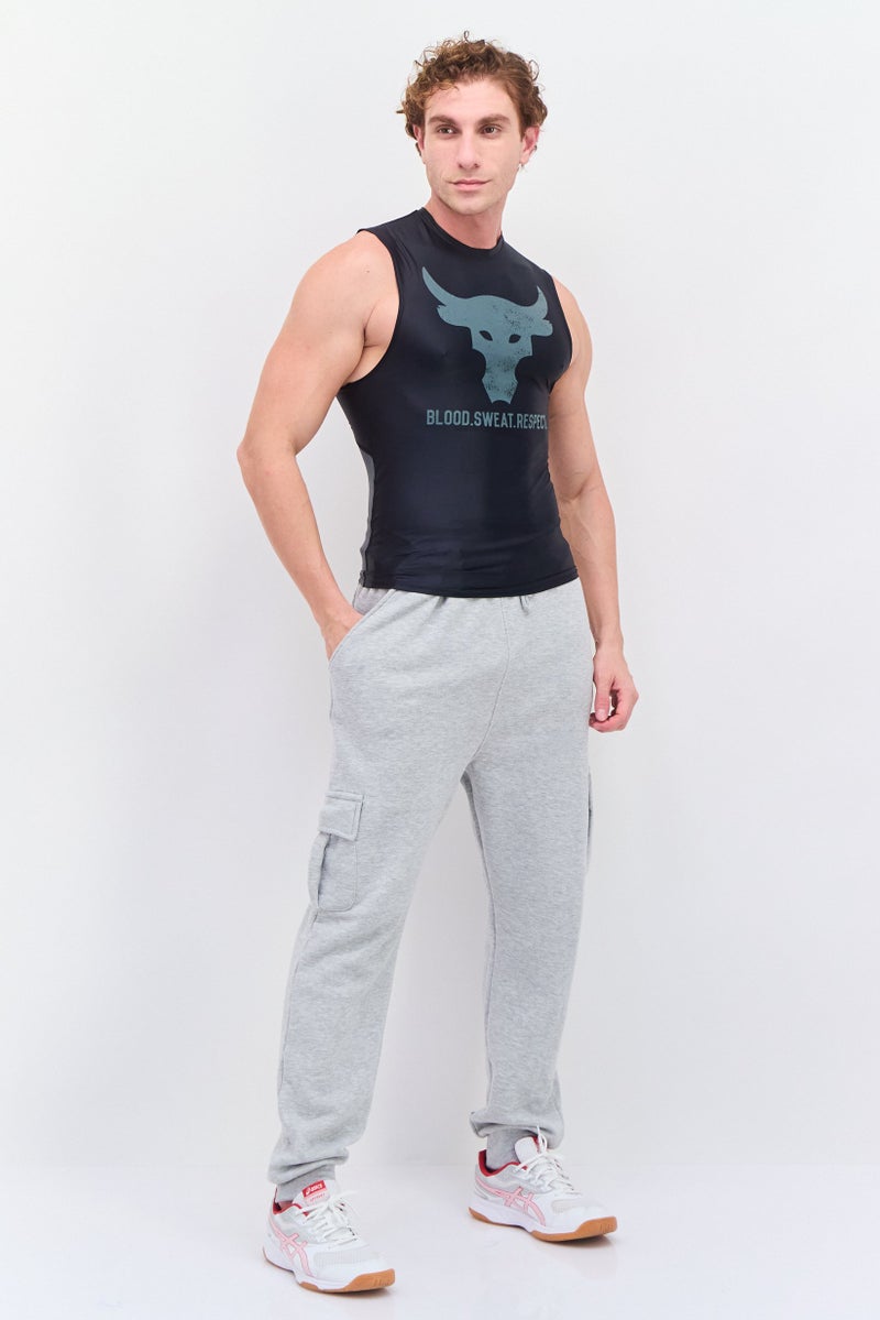 UNDER ARMOUR تي شيرت رياضي بلا أكمام للرجال، أسود - Image 3